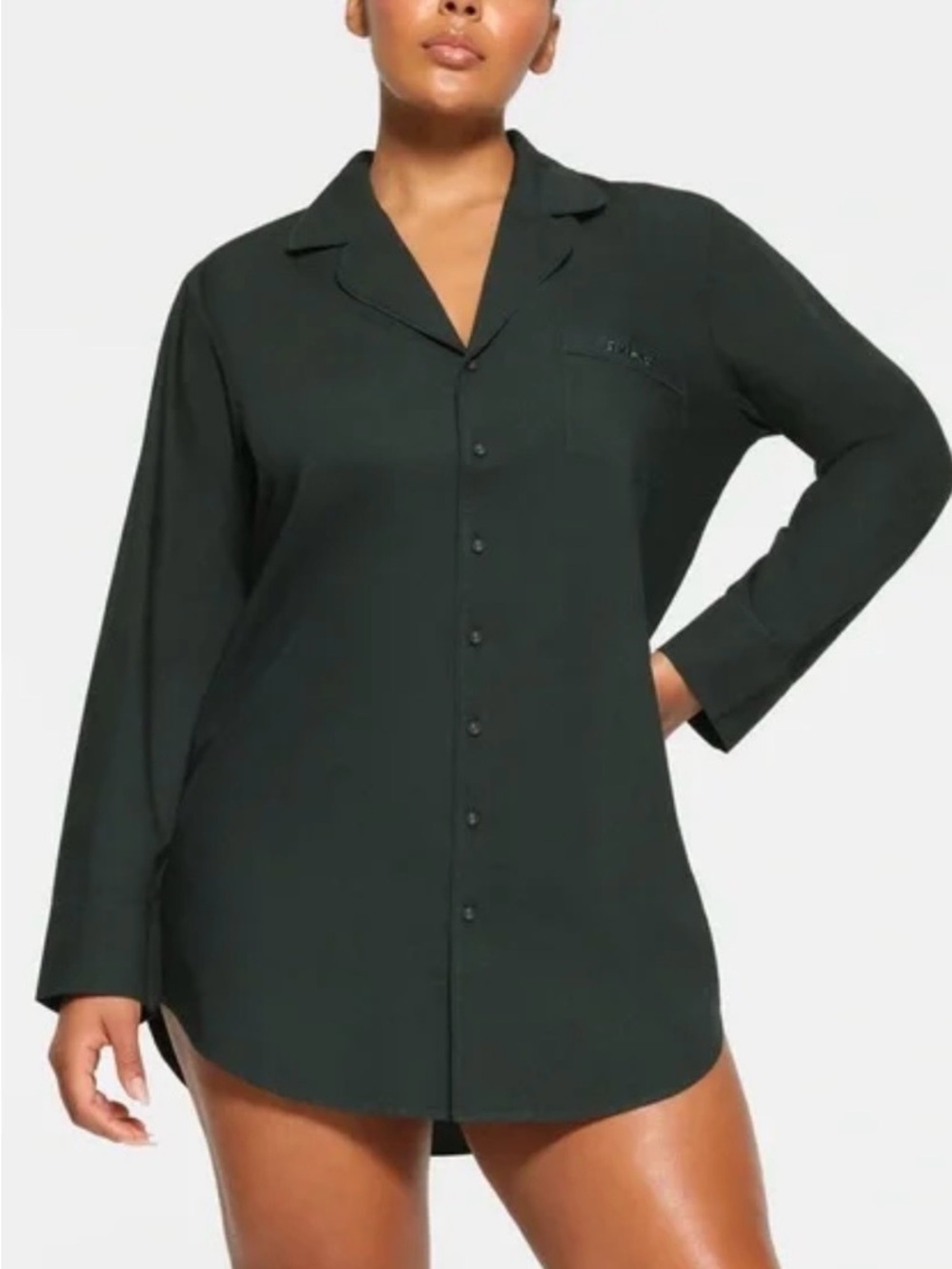 SKIMS | Cotton Poplin Sleep Dress in Dark Green | Medium
